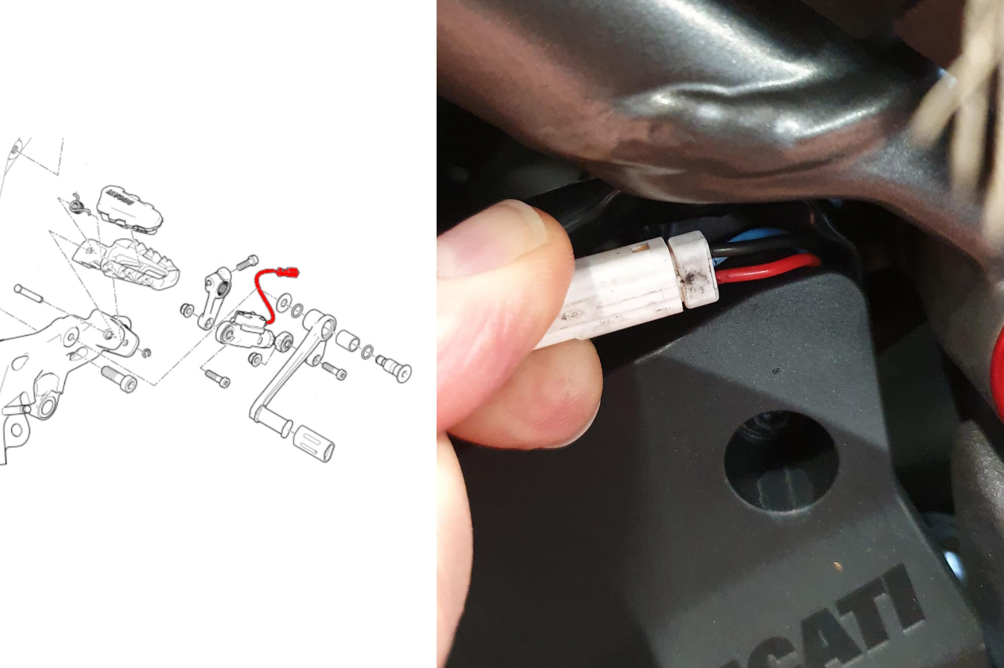 Ducati QS quickshift reverse shift cable