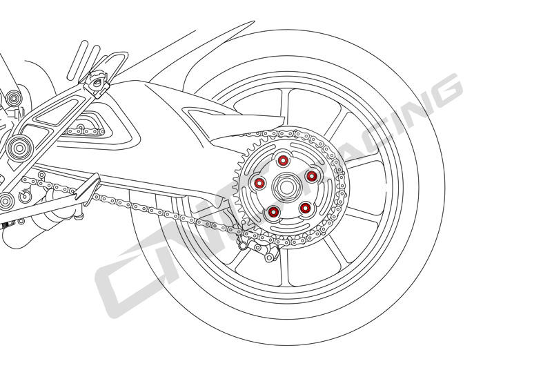 Dadi flangia portacorona Ducati MV Agusta M10x1.25