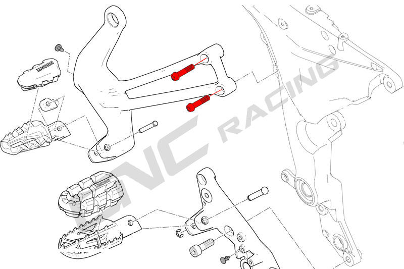 Kit viti supporto pedane passeggero M8x35 (4 pz) - Titanio