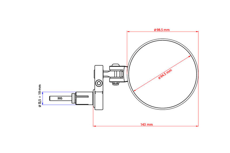 Specchio bar-end Rocket - destro Ø 94.5mm