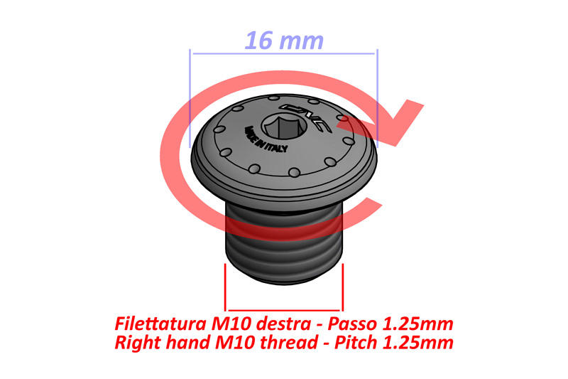 Tappo foro specchio M10 - Filettatura DX