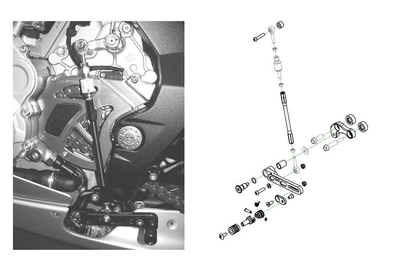 Adjustable rear sets - Reverse shifting MV Agusta 