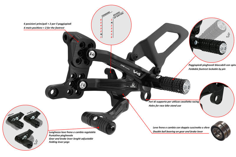 Adjustable rearsets Ducati Streetfighter V4 Carbon