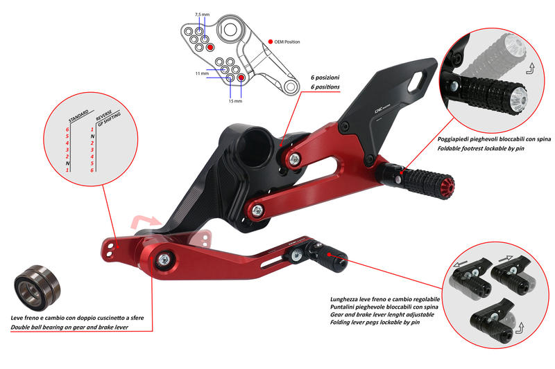 Adjustable rear sets Aprilia RS 660 - Tuono 660
