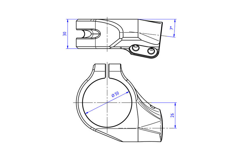 Clip-on handlebar clamps &Oslash; 50 mm &ndash; offset 26 mm &ndash; angle 7&deg; Ducati Panigale V2 MY2025