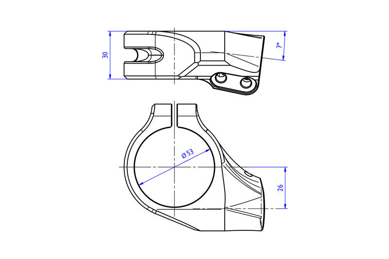 Clip-On Handlebar Kit &Oslash; 53 mm &ndash; offset 26 mm with Steering Damper Support for Ducati Panigale V4