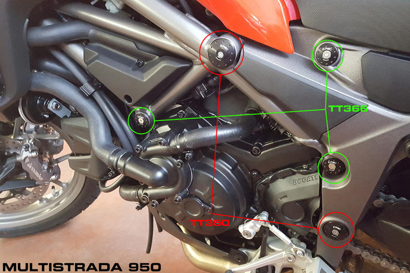 Frame caps kit Ducati Multistrada 950 - large holes