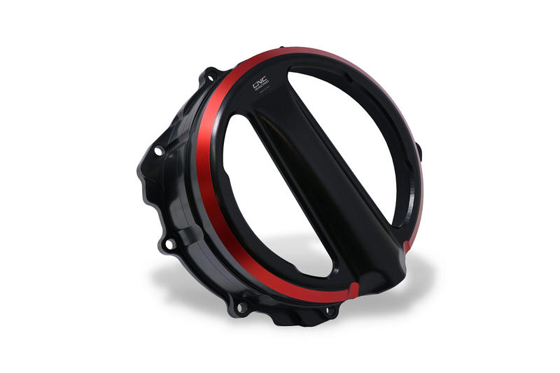 Carter frizione trasparente MV Agusta con comando a filo - Edizione Bicolore Nero/Rosso