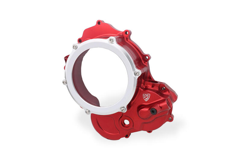 Carter trasparente per frizioni ad olio Ducati BICOLOR Rosso/Argento
