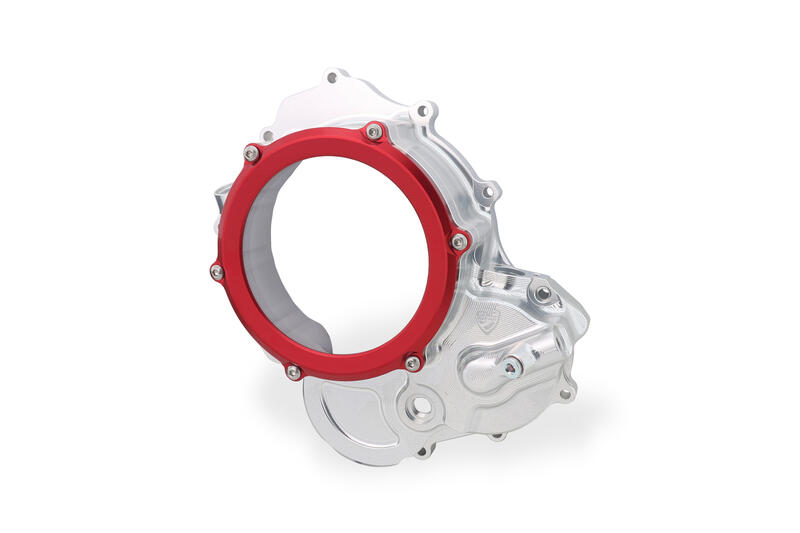 Carter trasparente per frizioni ad olio Ducati BICOLOR Argento/Rosso