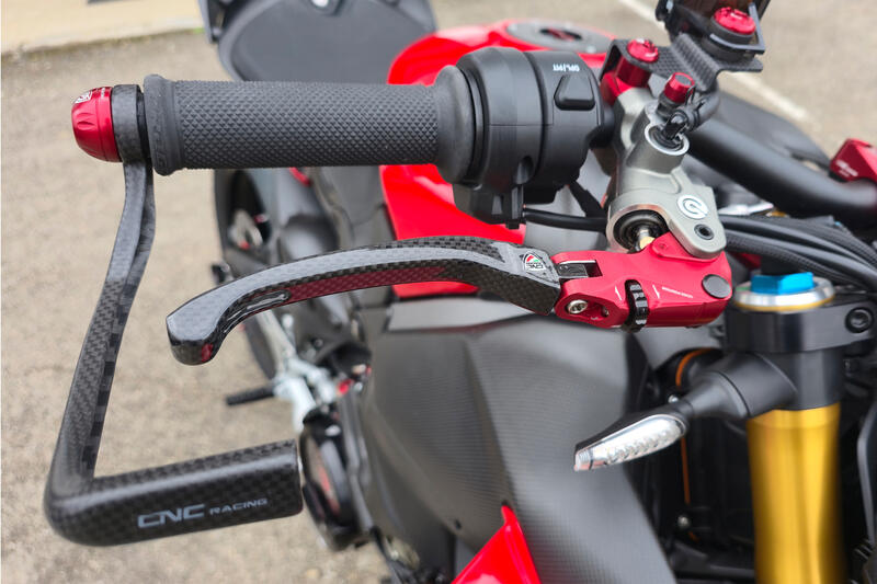 Leva freno RACE EVO Pieghevole Carbonio Lucido Per Pompe Freno Brembo Semi-Radiali Rosso