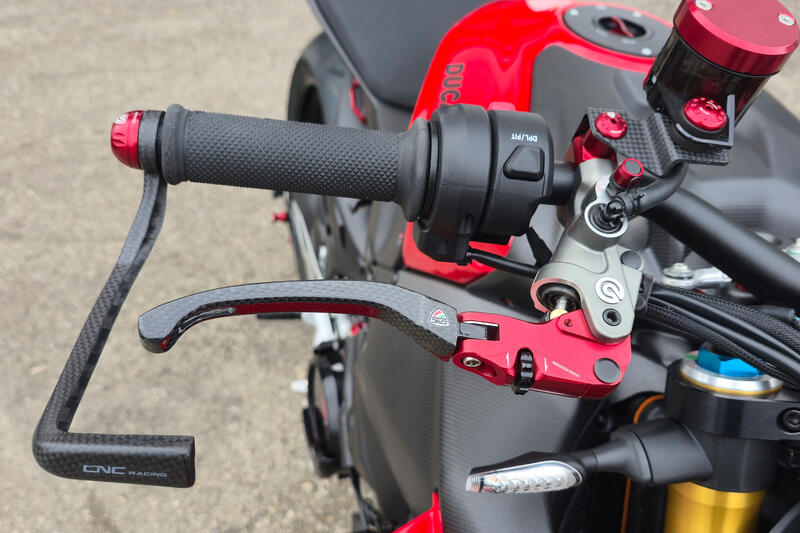 Leva freno RACE EVO Pieghevole Carbonio Lucido Per Pompe Freno Brembo Semi-Radiali Rosso