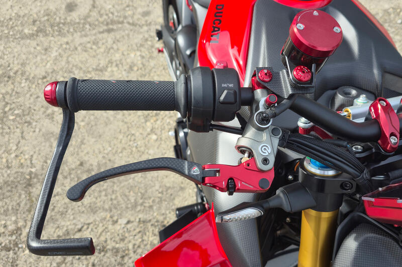 Brake Lever RACE EVO Folding Matt Carbon for Brembo Semi-Radial Master Cylinders Rosso