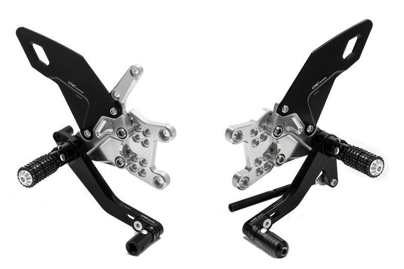 REAR SETS ADJUSTABLE FOR APRILIA RSV4 - TUONO Nero/Argento