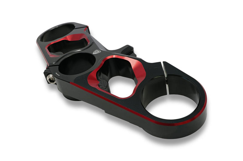 Triple clamps - Top Yoke - Bicolor Nero/Rosso